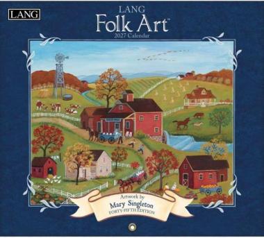 2027年LANGラング壁掛けカレンダーFolk Art フォークアート 消費税込3100円