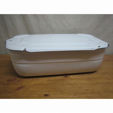 アンティーク　ホーロー　ふた付き容器